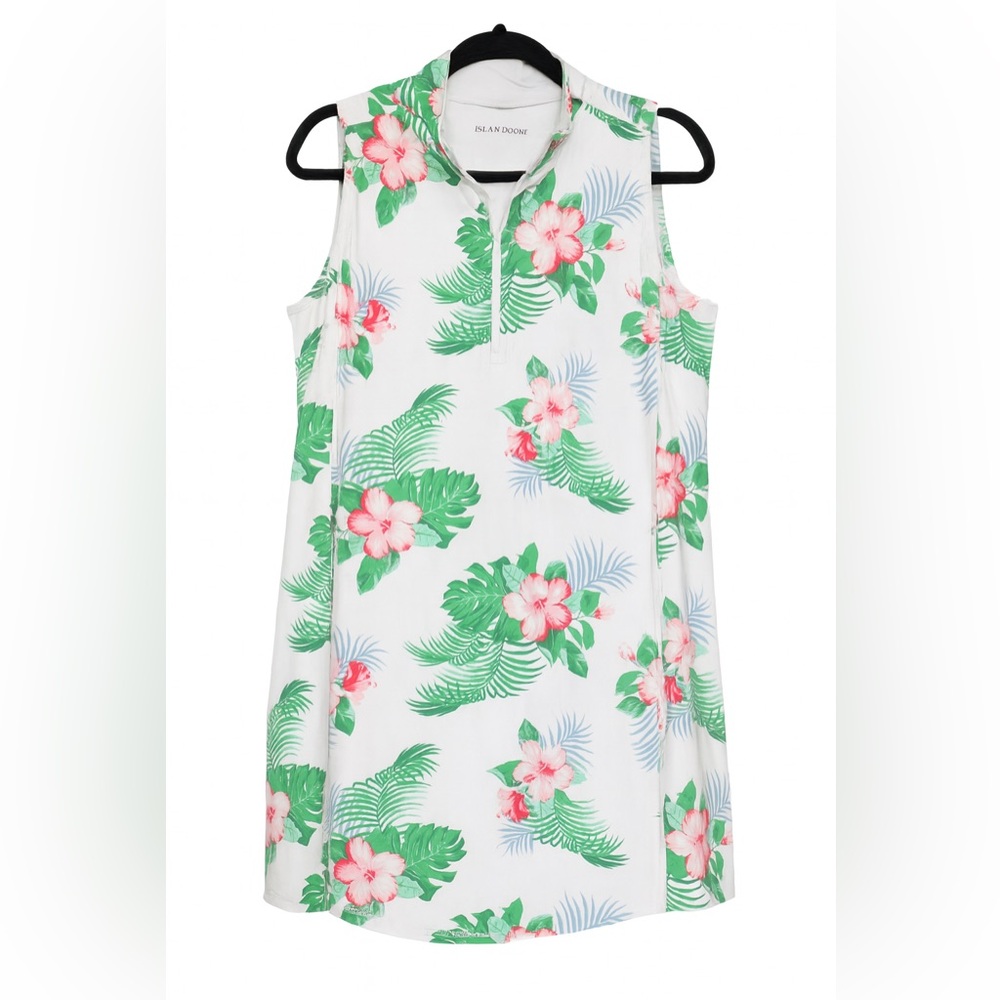 Tommy Bahama White and Green IslandZone Dress. Moisture Wicking.